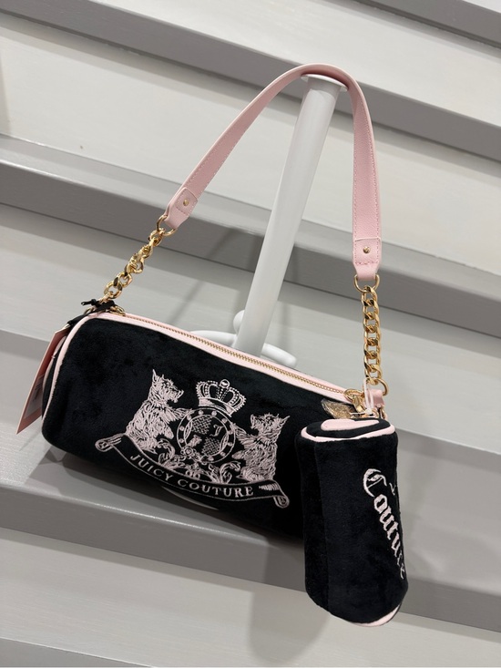 Juicy Couture Handbags - Juicy Couture Black Scottie Barrel Shoulder Bag with Mini